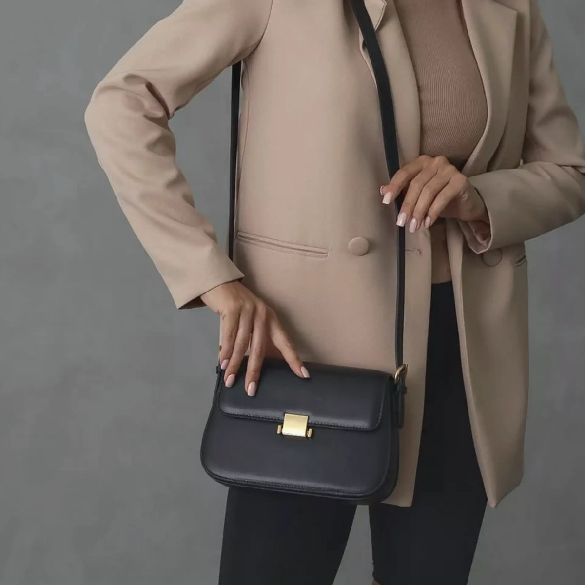 Besace en cuir femme Noir