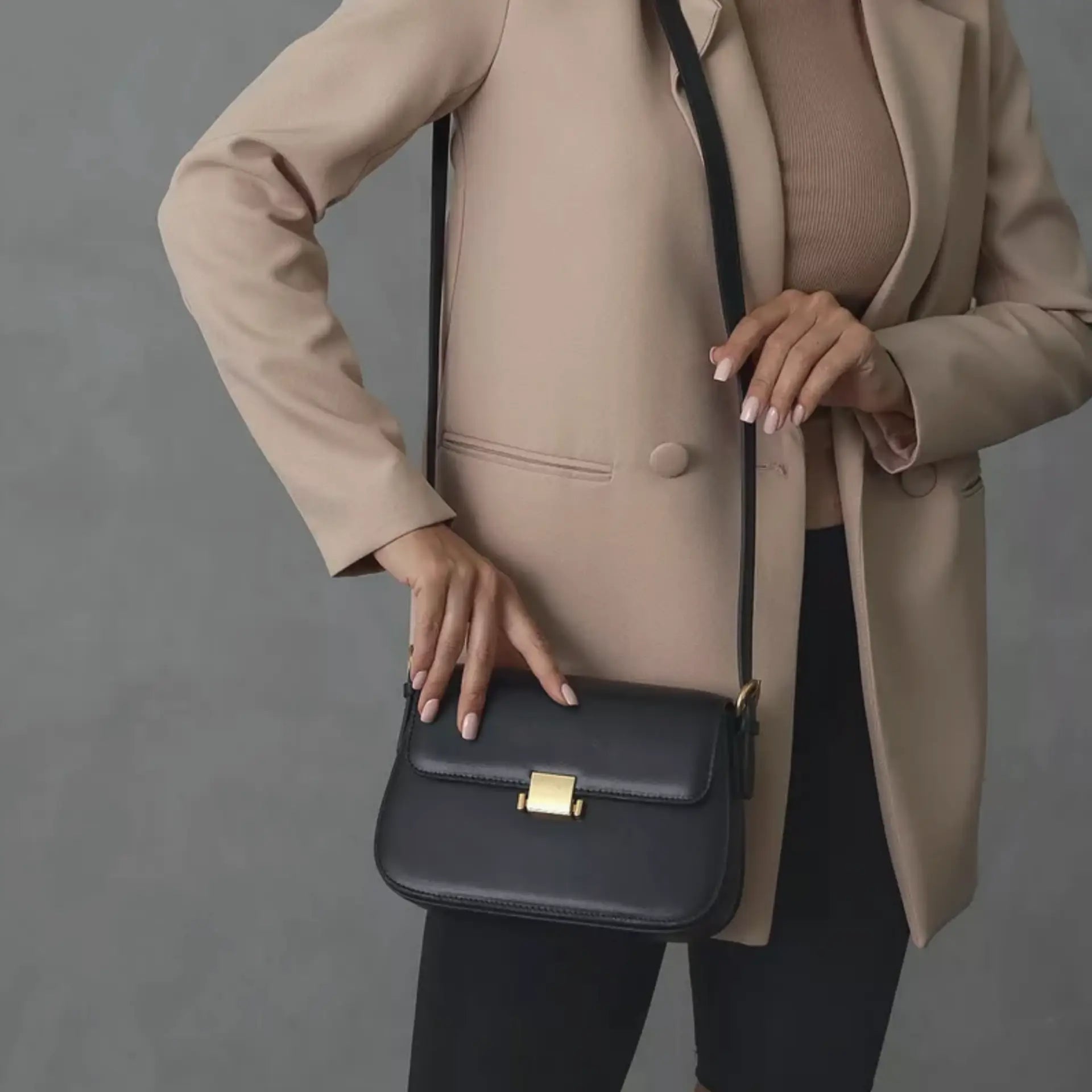 Besace en cuir femme Noir Image