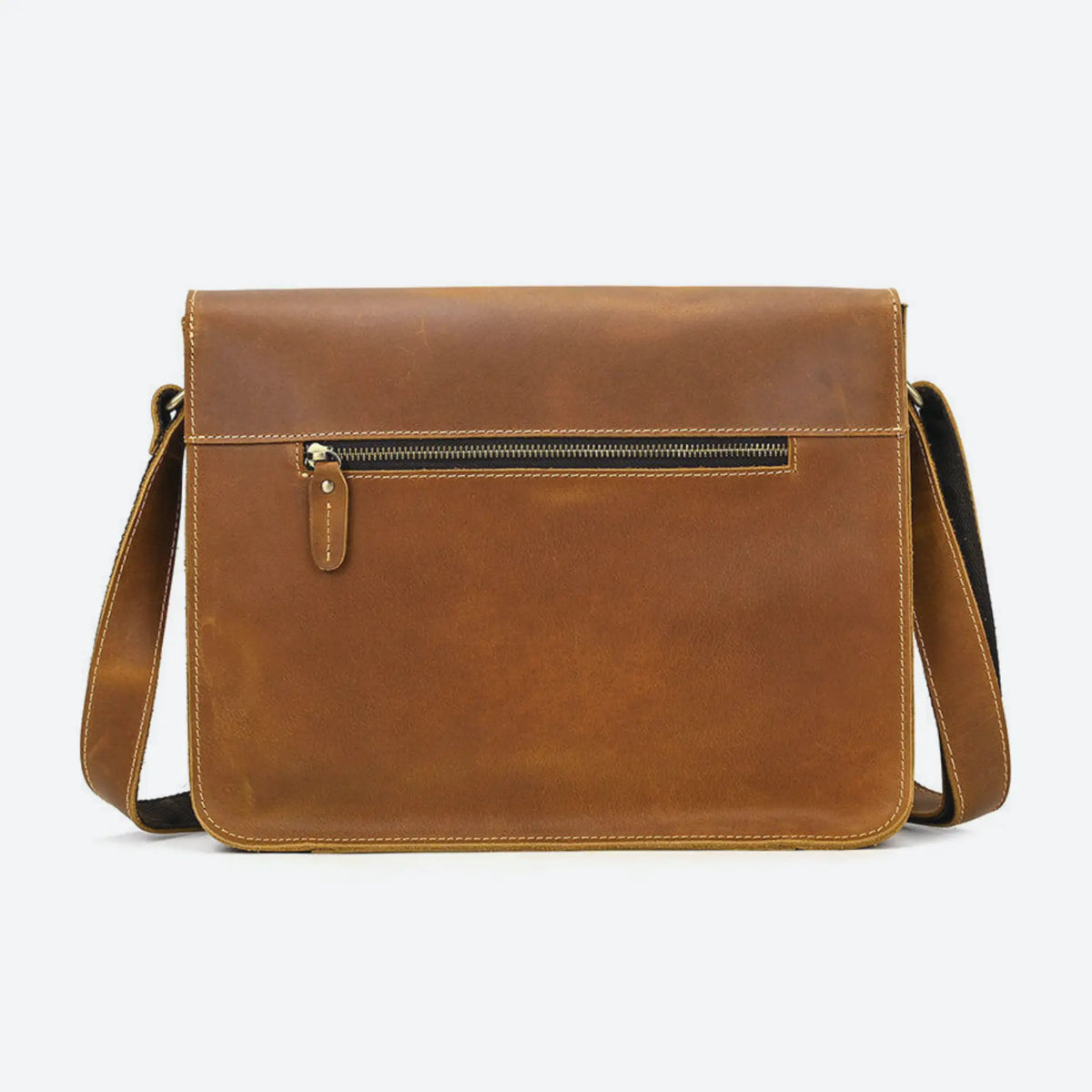 Besace en cuir homme marron de dos