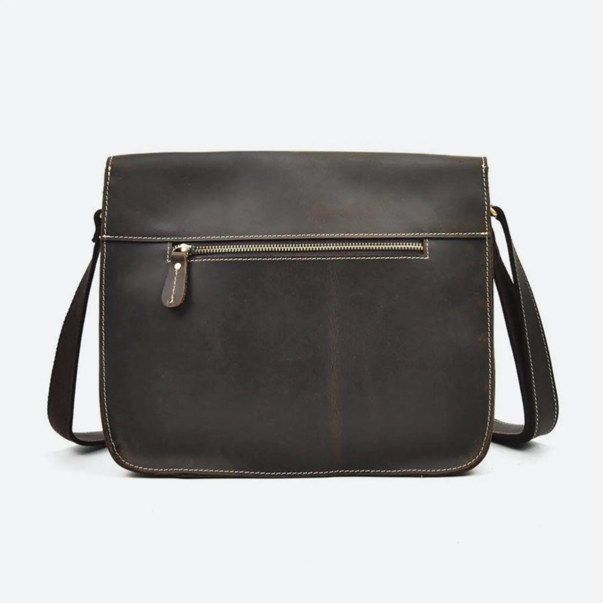 Besace en cuir homme noir de dos