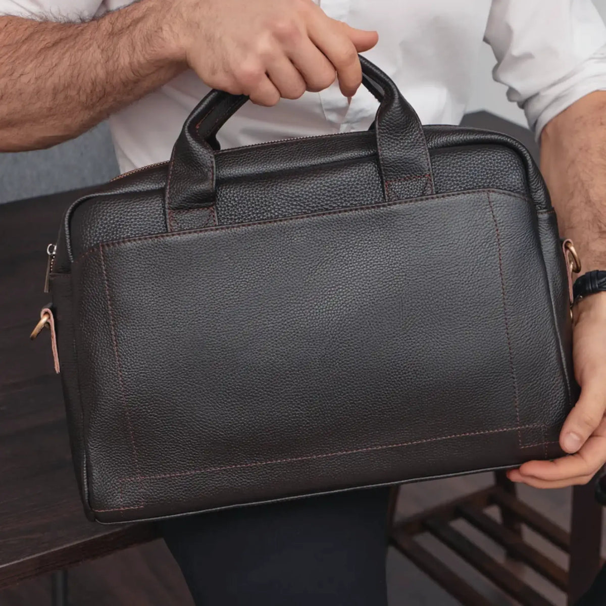 Besace en cuir pour homme avec double anse