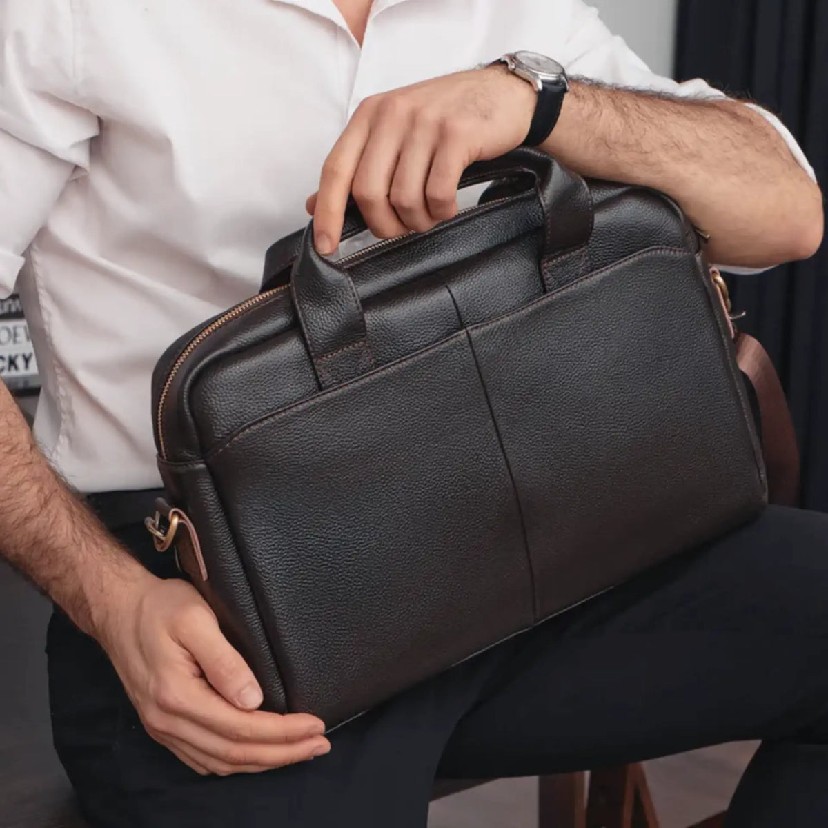 Besace en cuir pour homme grande capacité