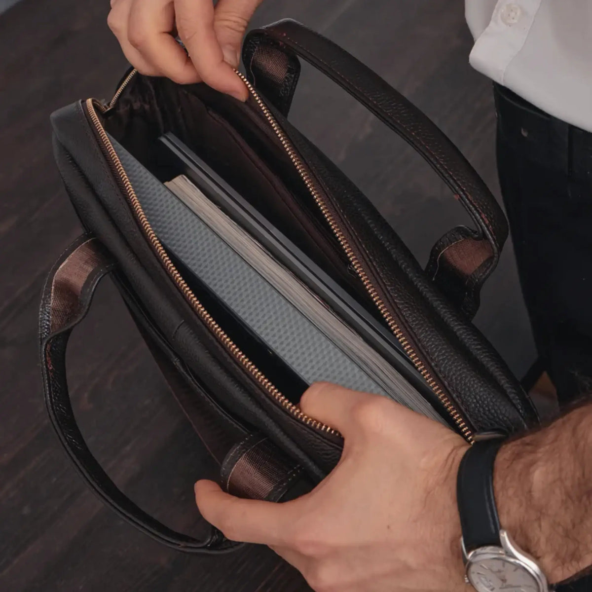 Besace en cuir pour homme vue intérieur