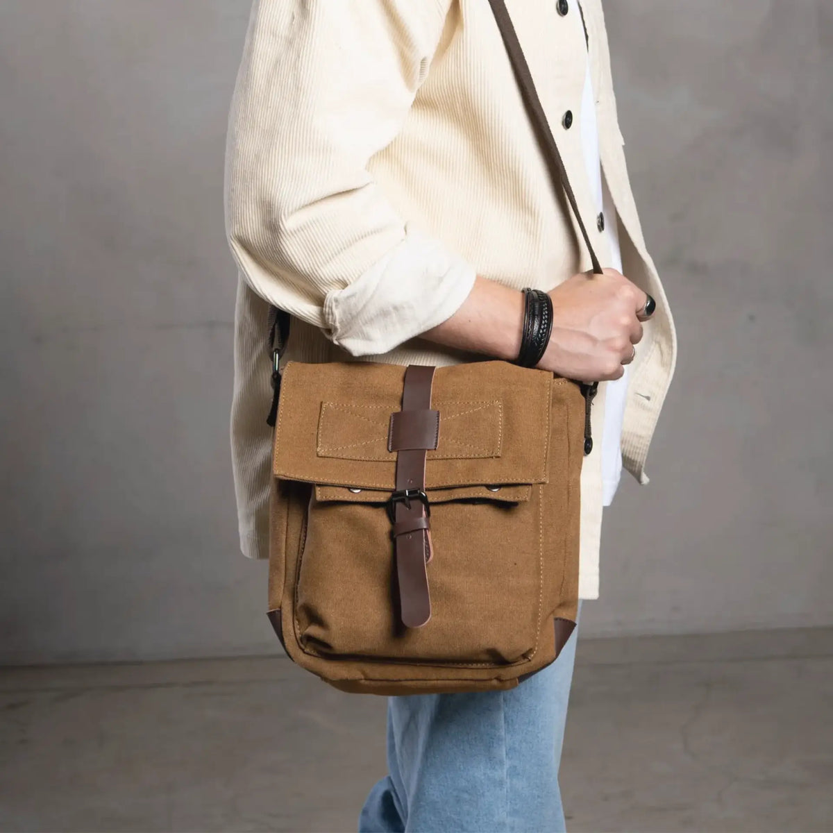 Besace en toile pour homme avec bandoulière