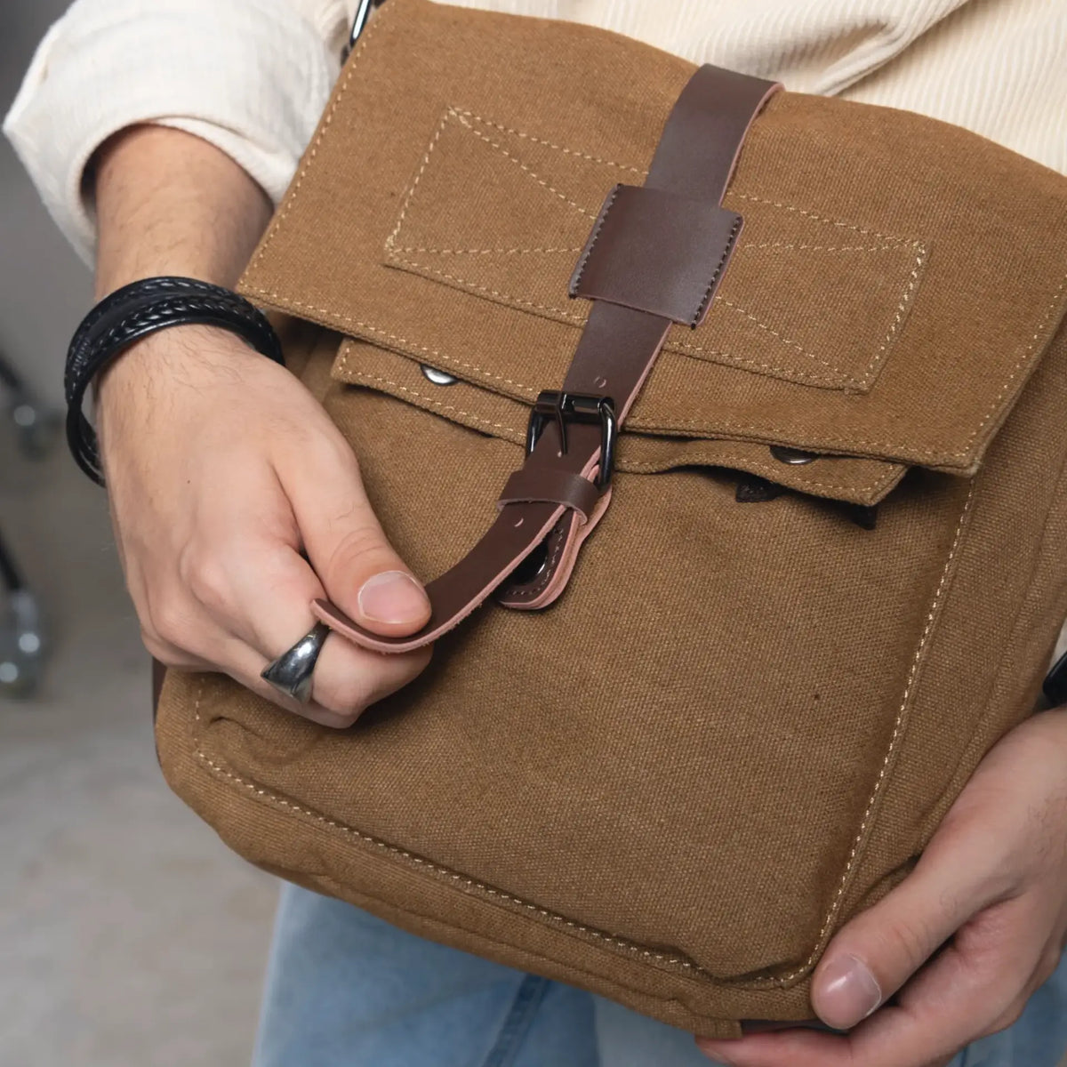 Besace en toile pour homme maison Merid