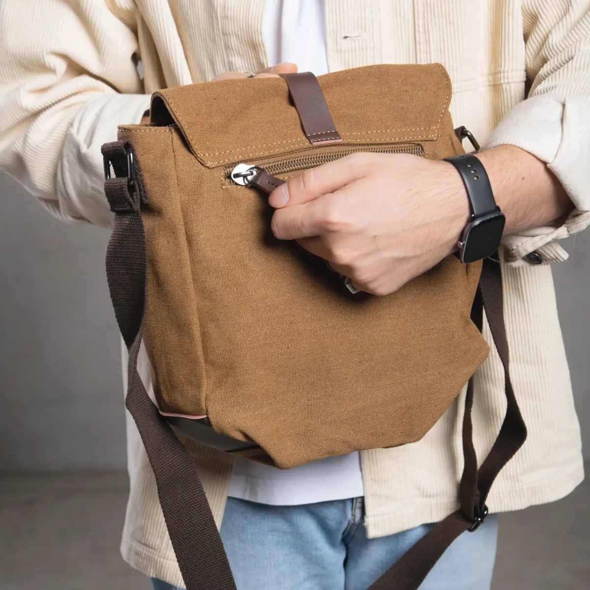 Besace en toile pour homme vintage