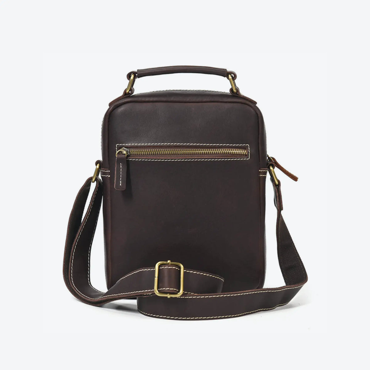 Besace homme en cuir marron foncé