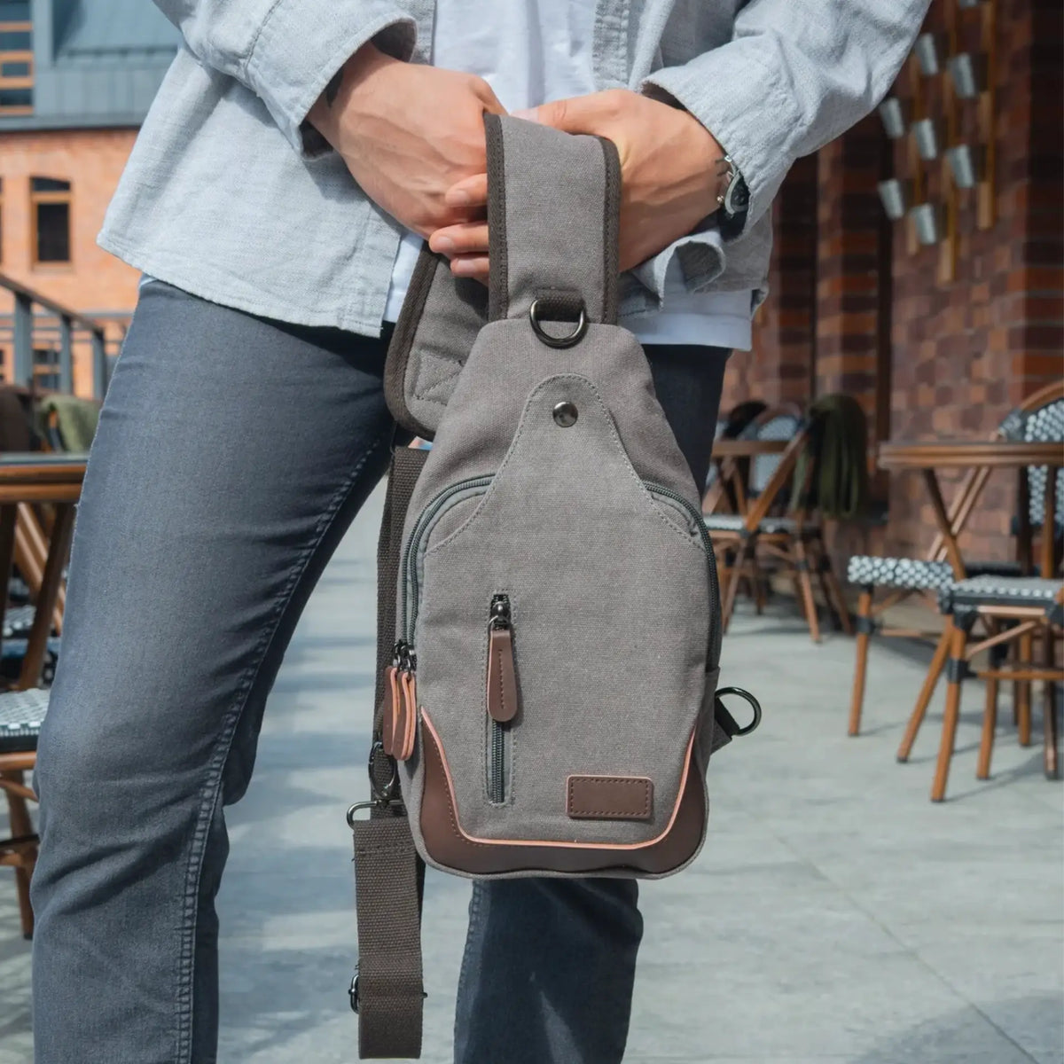 Besace homme en toile avec bandoulière