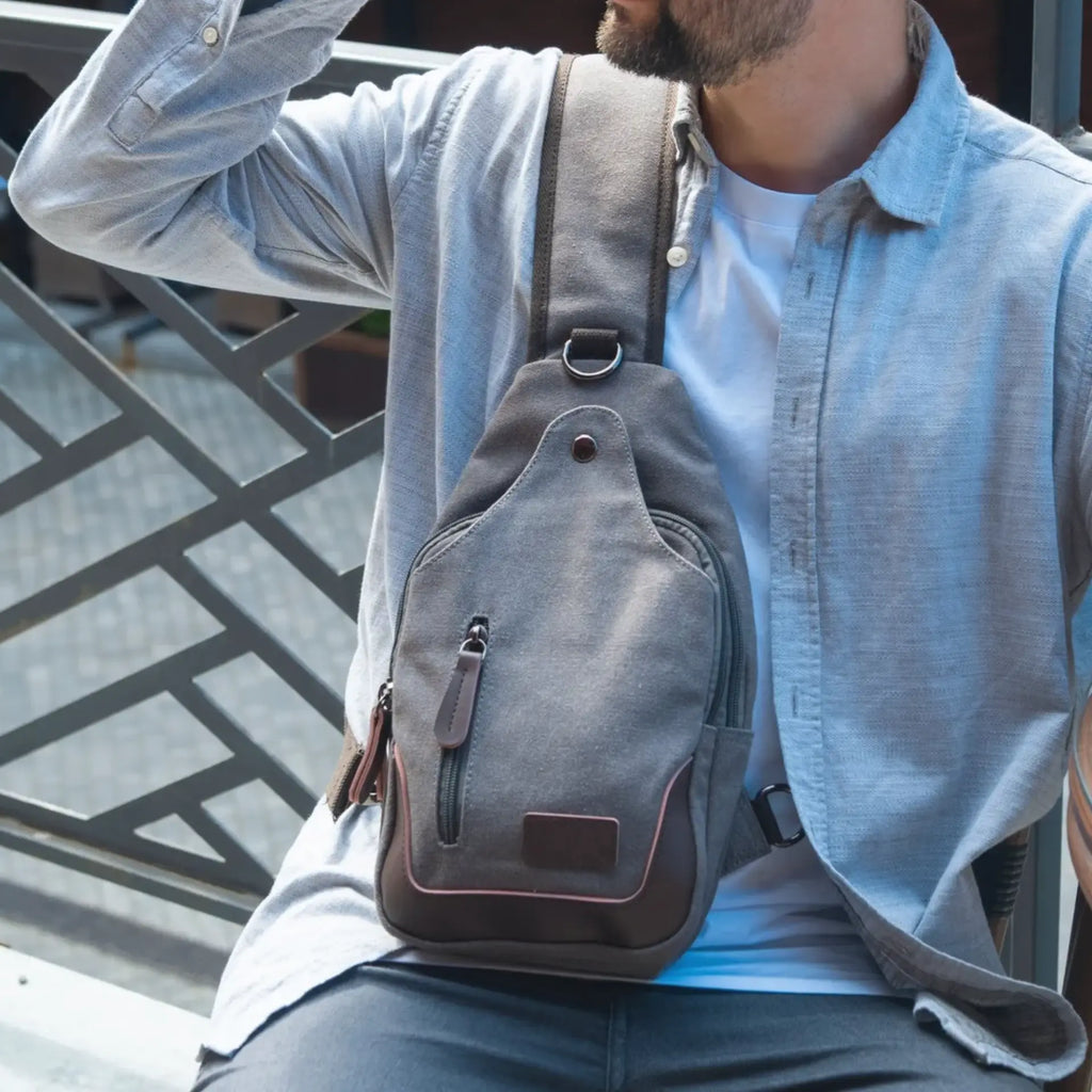 Besace homme en toile petite taille