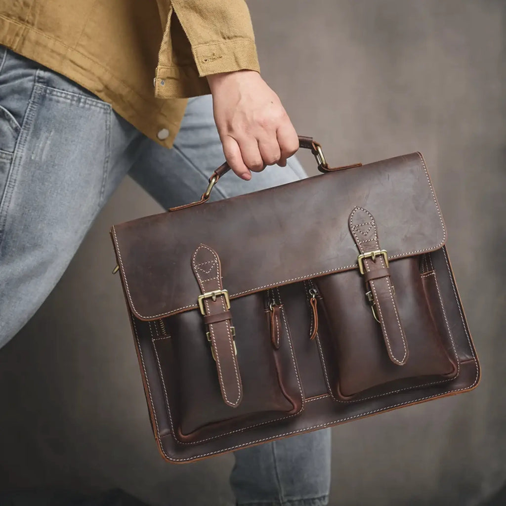 Besace pour homme en cuir finition premium