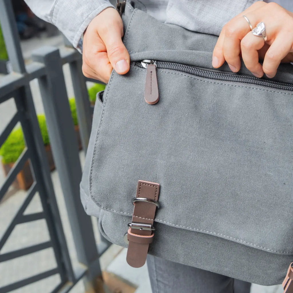 Besace toile homme avec fermeture zippé