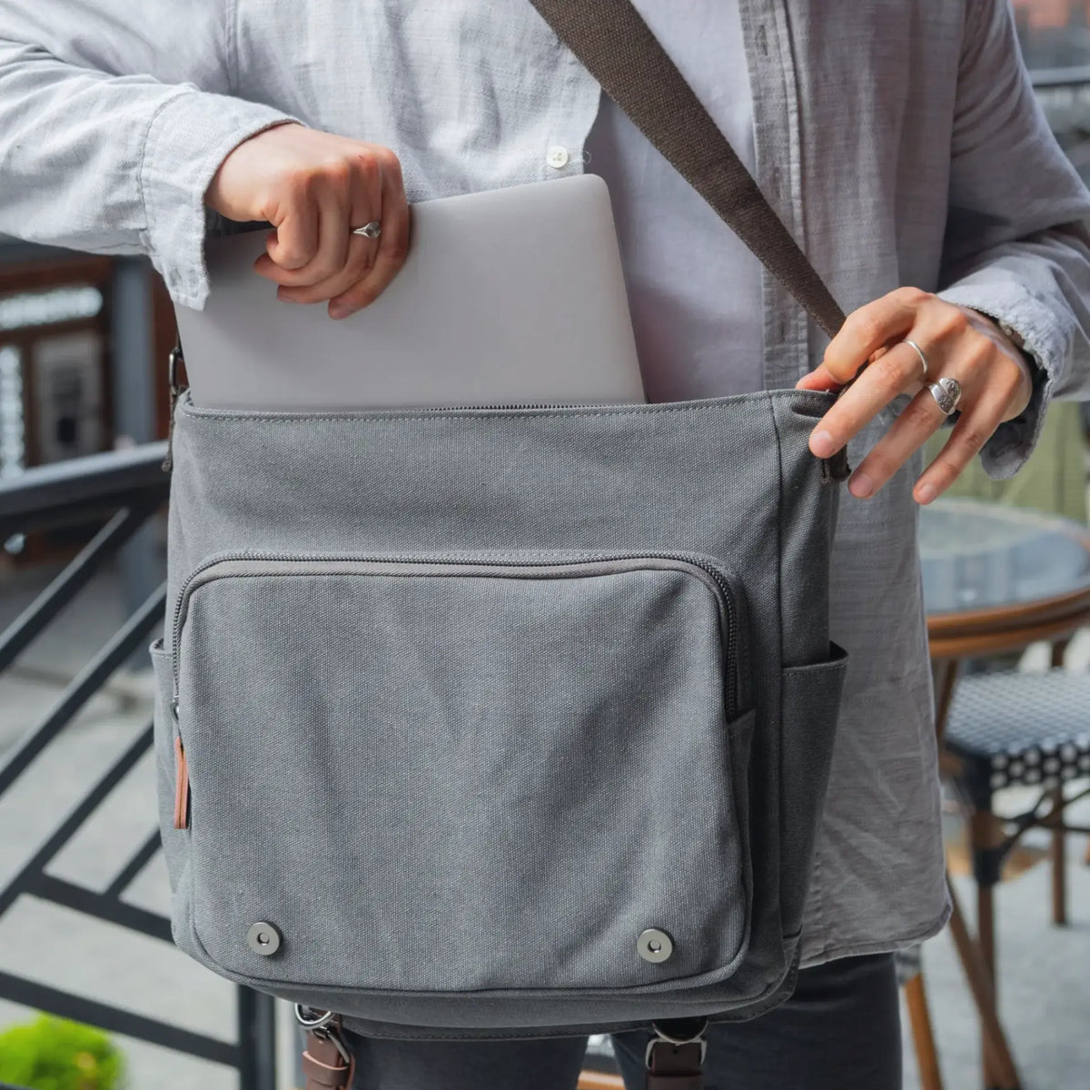 Besace toile homme grande capacité