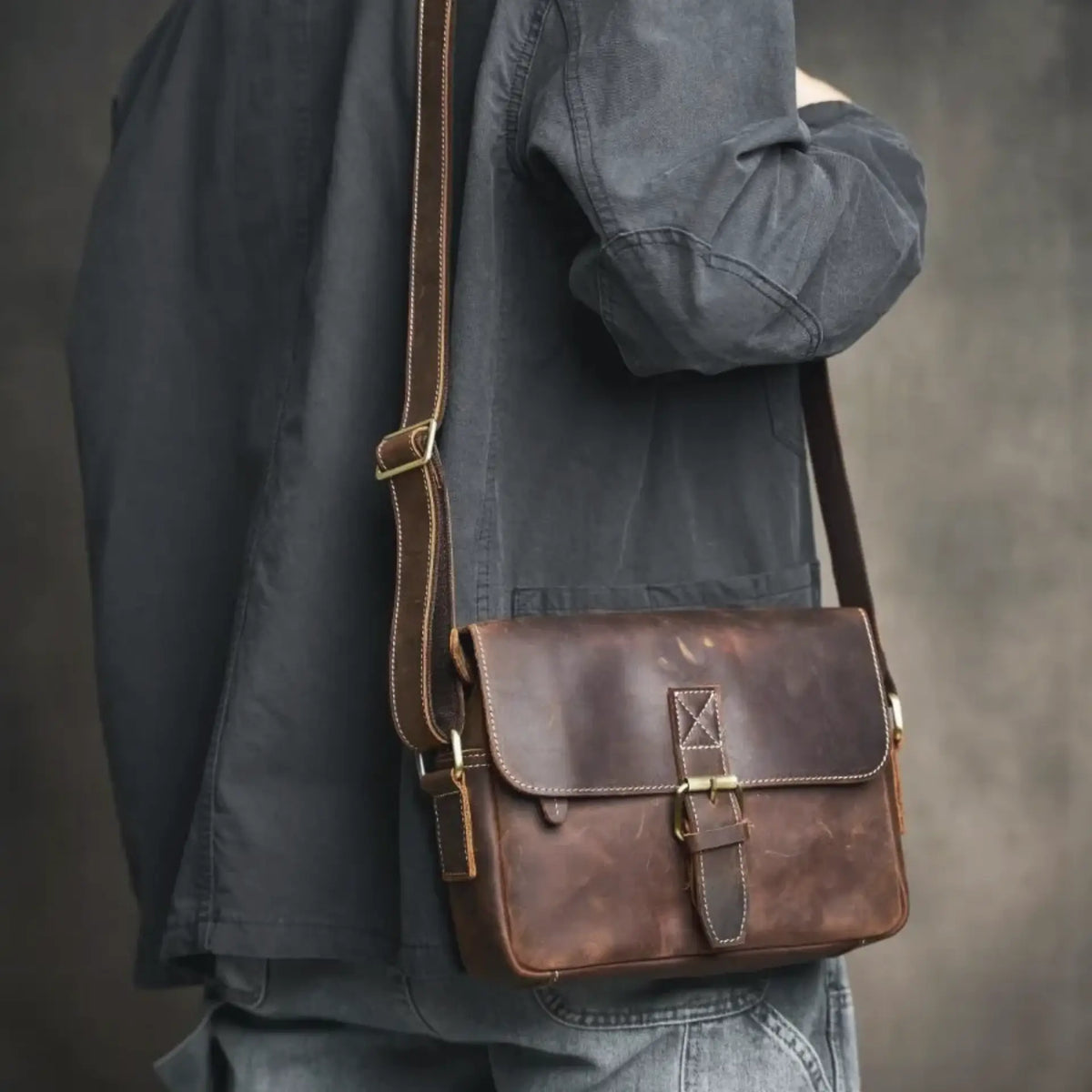 Besace vintage homme en cuir