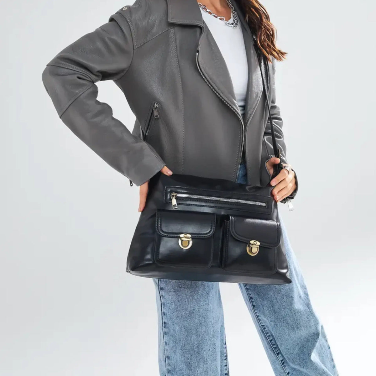 Sac à main besace bandoulière plusieurs poches