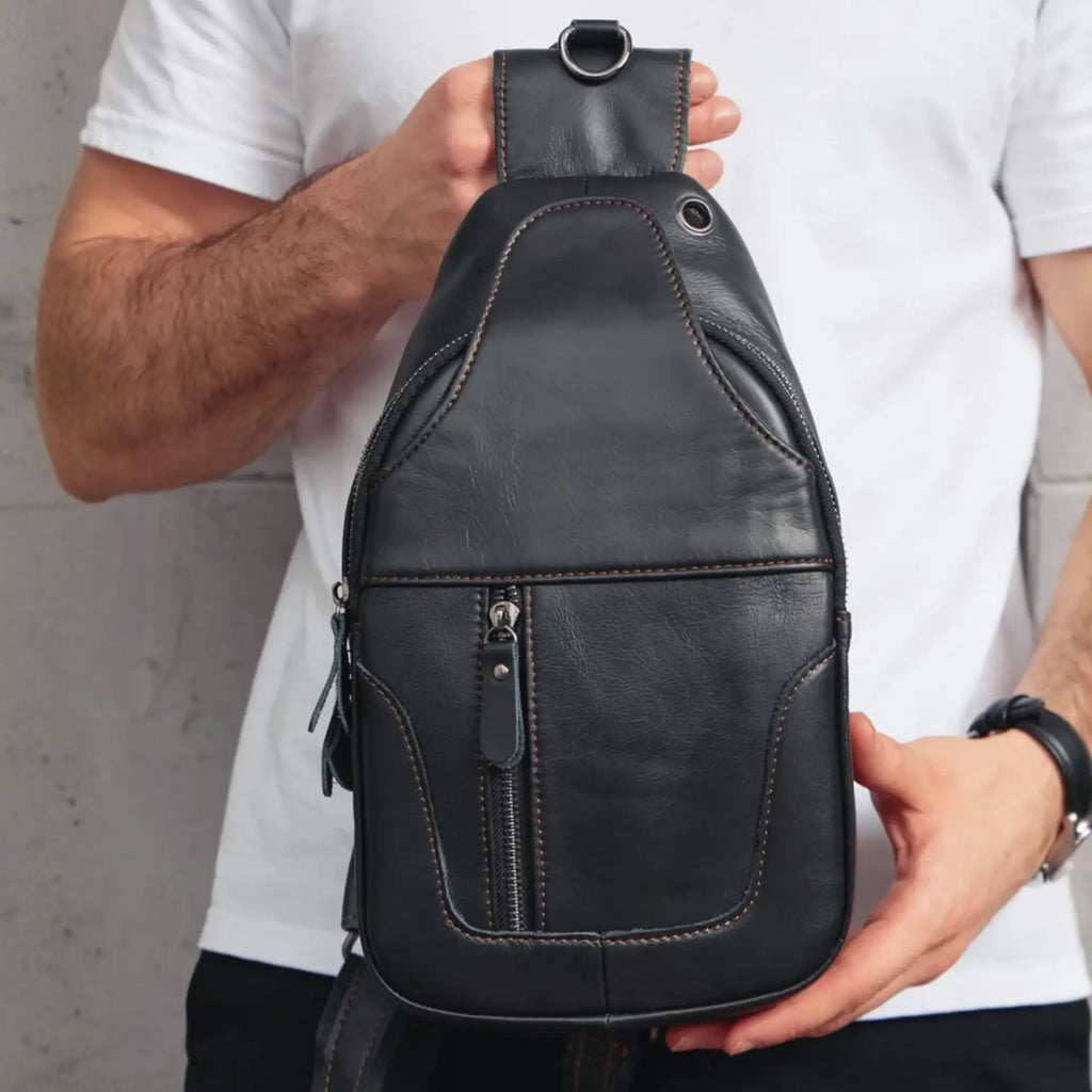 Sac besace en cuir homme couleur noir