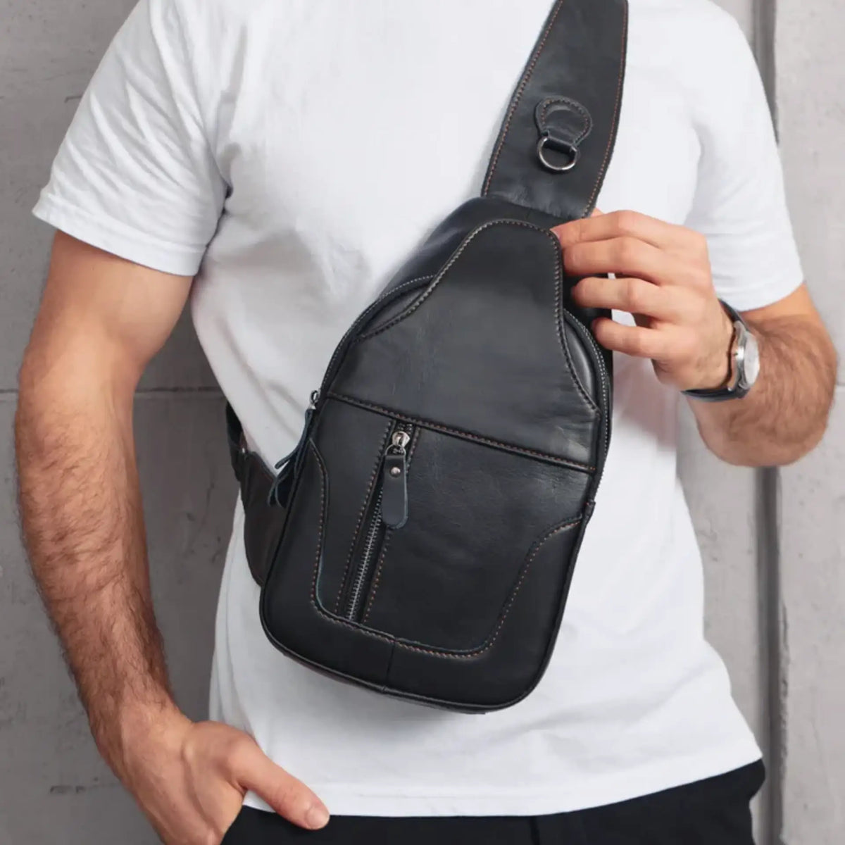 Sac besace en cuir homme style sacoche