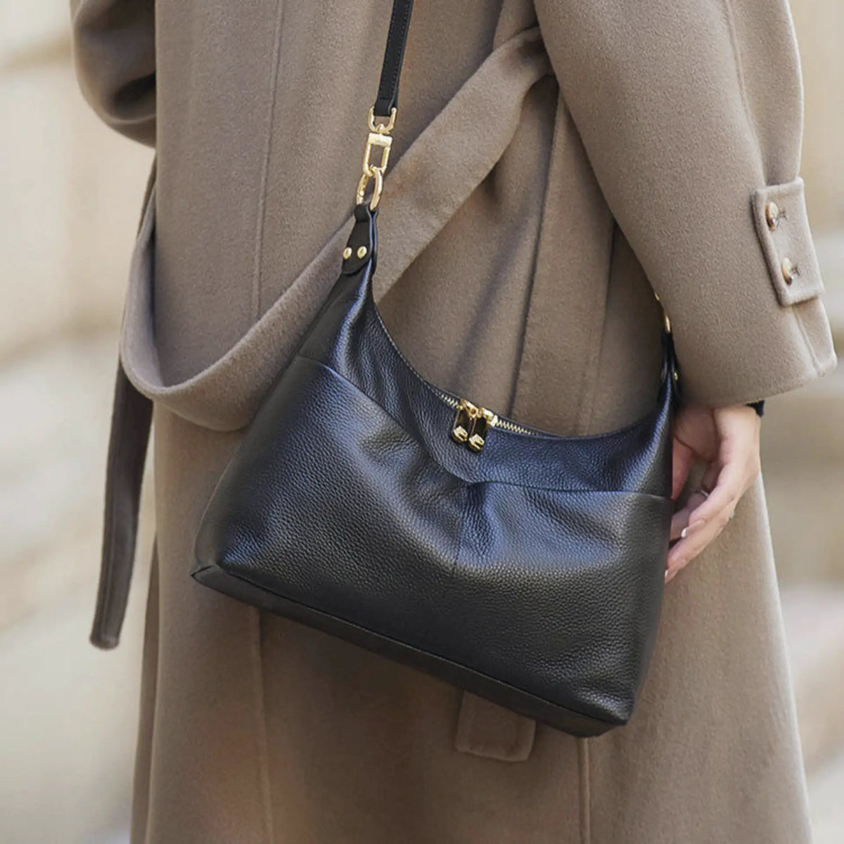 Sac besace femme cuir couleur noir