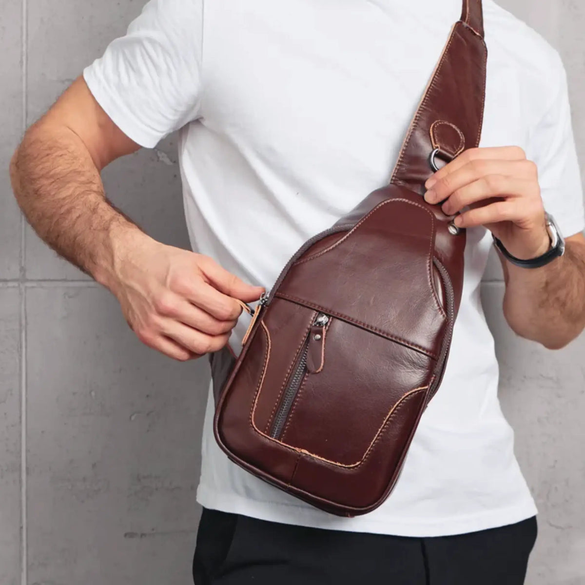 Sac cuir besace homme avec bandoulière