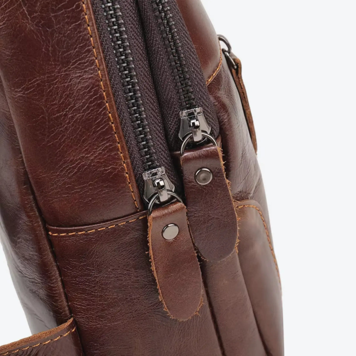 Sac cuir besace homme double fermeture zippé